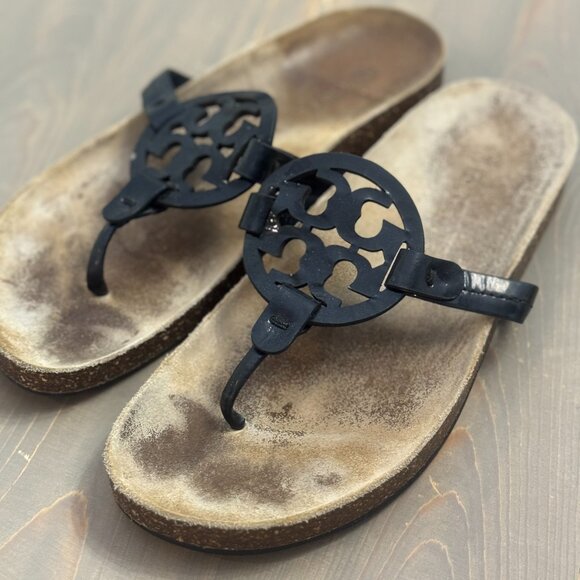 Tory Burch Miller Clouds Patent Leather Cork Thing Sandal - Picture 4 of 4